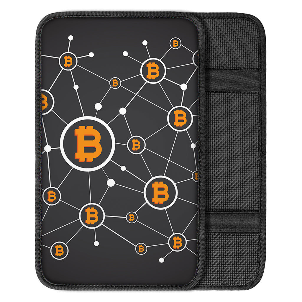Bitcoin Connection Pattern Print Car Center Console Cover