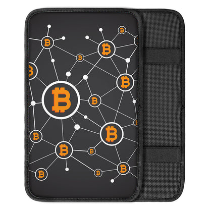 Bitcoin Connection Pattern Print Car Center Console Cover