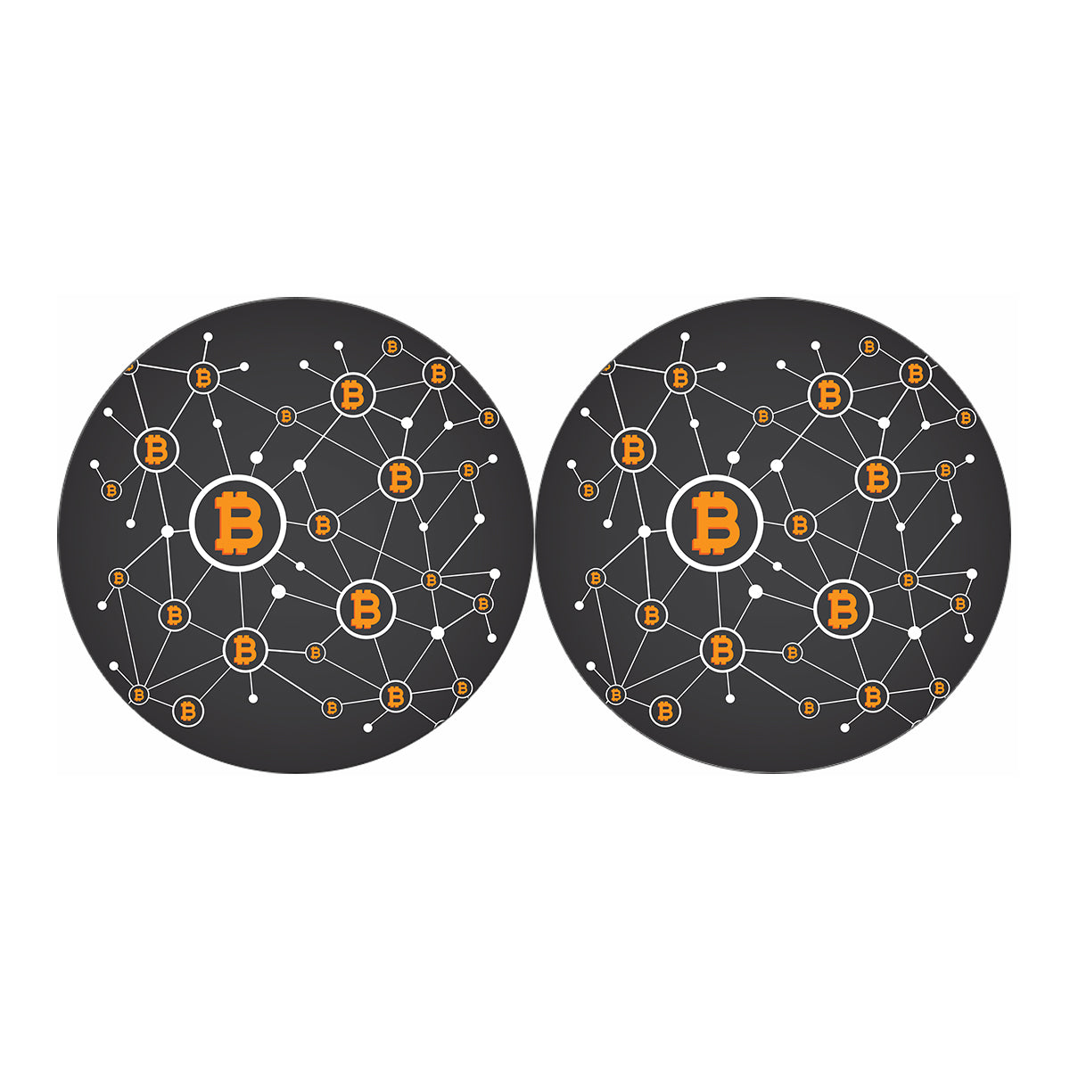 Bitcoin Connection Pattern Print Car Coasters