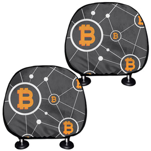 Bitcoin Connection Pattern Print Car Headrest Covers