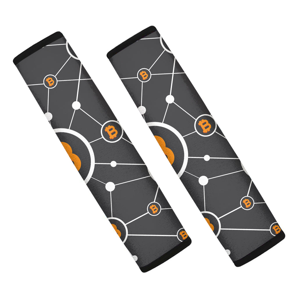 Bitcoin Connection Pattern Print Car Seat Belt Covers