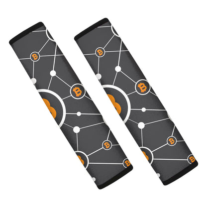 Bitcoin Connection Pattern Print Car Seat Belt Covers