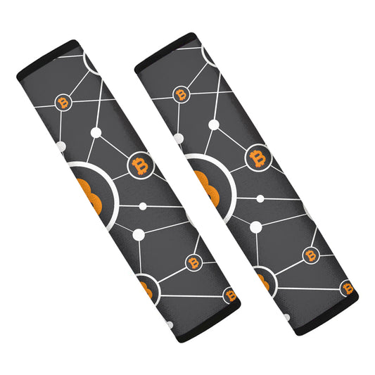 Bitcoin Connection Pattern Print Car Seat Belt Covers