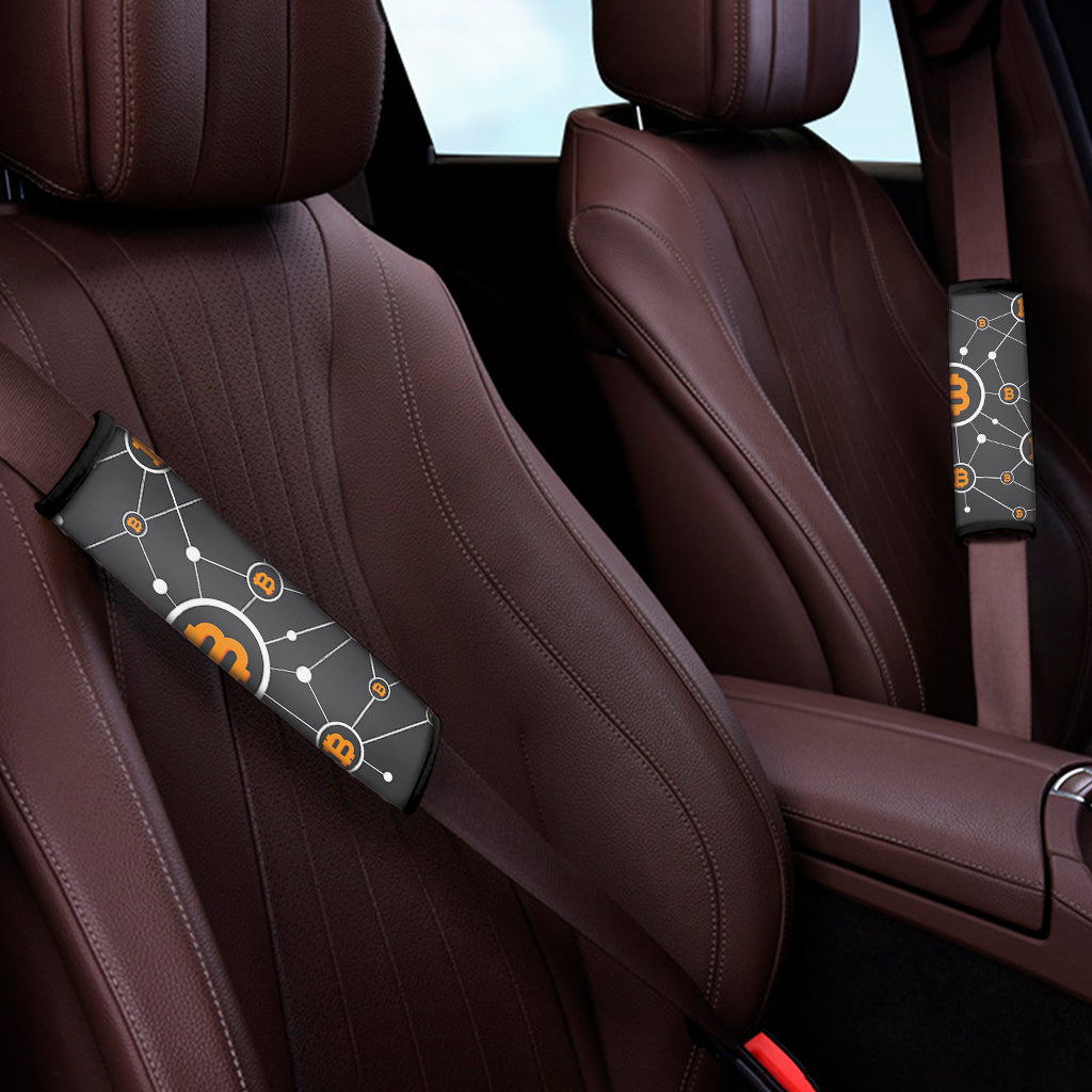 Bitcoin Connection Pattern Print Car Seat Belt Covers