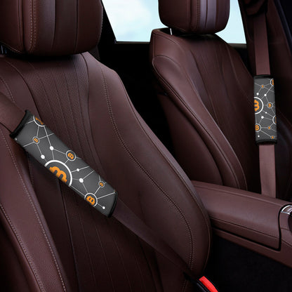 Bitcoin Connection Pattern Print Car Seat Belt Covers