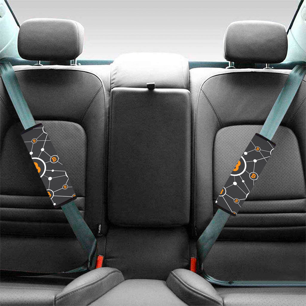 Bitcoin Connection Pattern Print Car Seat Belt Covers