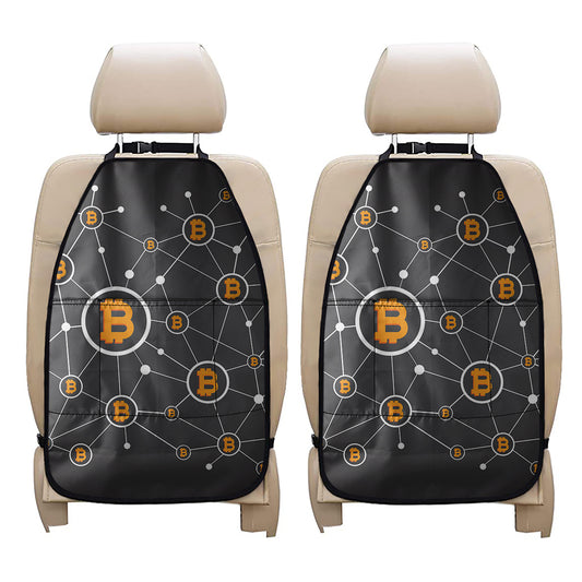 Bitcoin Connection Pattern Print Car Seat Organizers