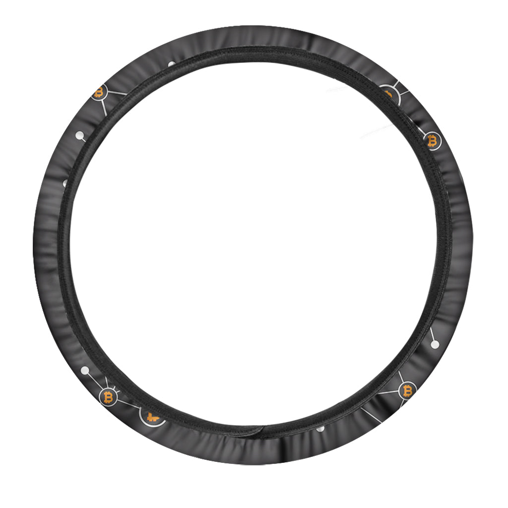 Bitcoin Connection Pattern Print Car Steering Wheel Cover