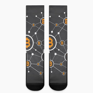 Bitcoin Connection Pattern Print Crew Socks