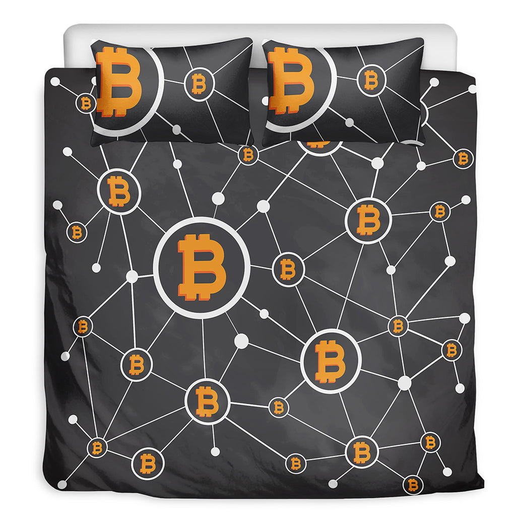 Bitcoin Connection Pattern Print Duvet Cover Bedding Set