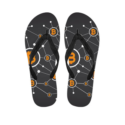 Bitcoin Connection Pattern Print Flip Flops