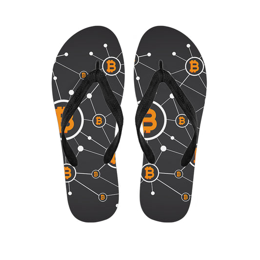 Bitcoin Connection Pattern Print Flip Flops