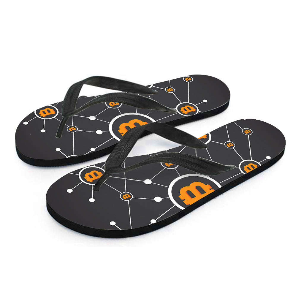 Bitcoin Connection Pattern Print Flip Flops