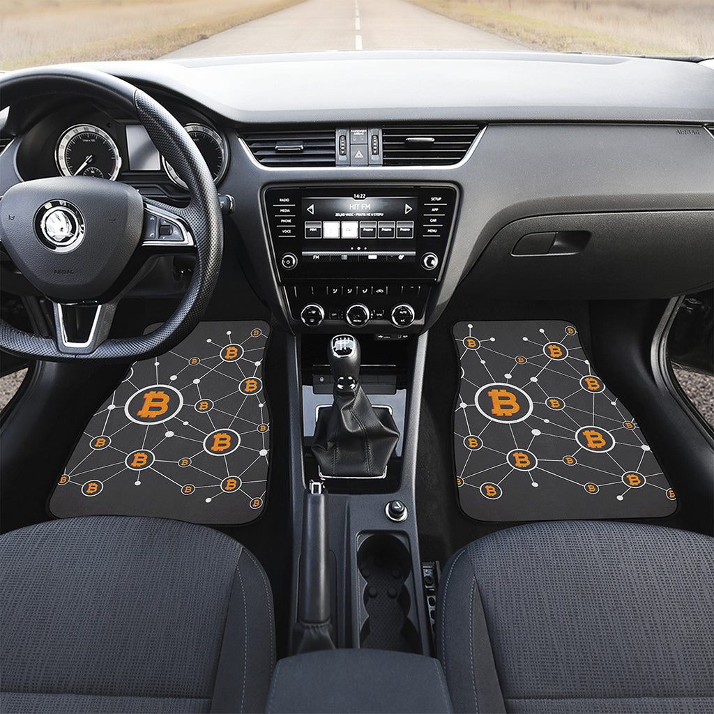 Bitcoin Connection Pattern Print Front and Back Car Floor Mats