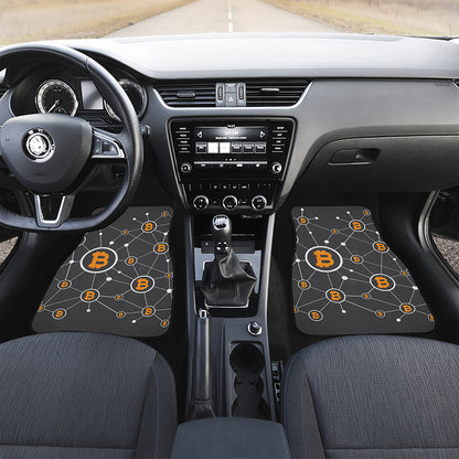 Bitcoin Connection Pattern Print Front and Back Car Floor Mats