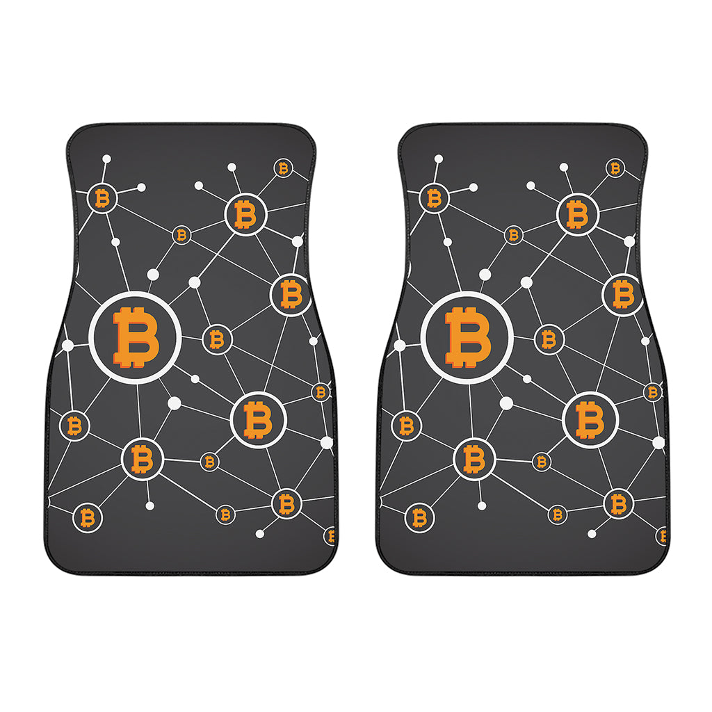 Bitcoin Connection Pattern Print Front Car Floor Mats