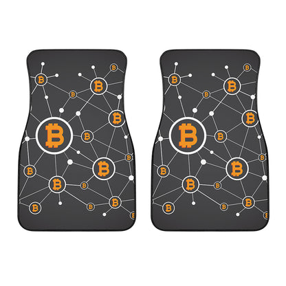 Bitcoin Connection Pattern Print Front Car Floor Mats
