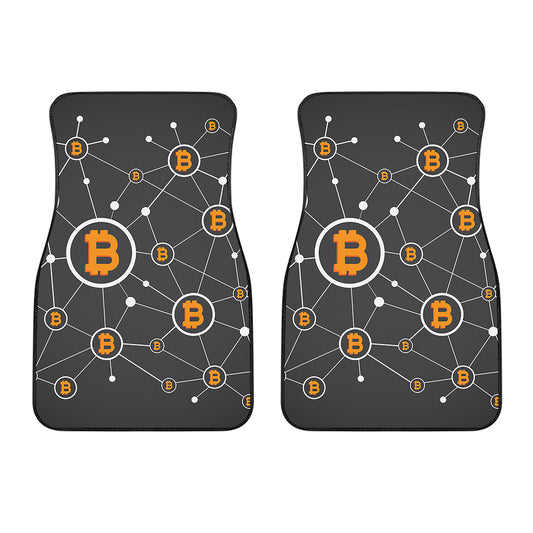 Bitcoin Connection Pattern Print Front Car Floor Mats