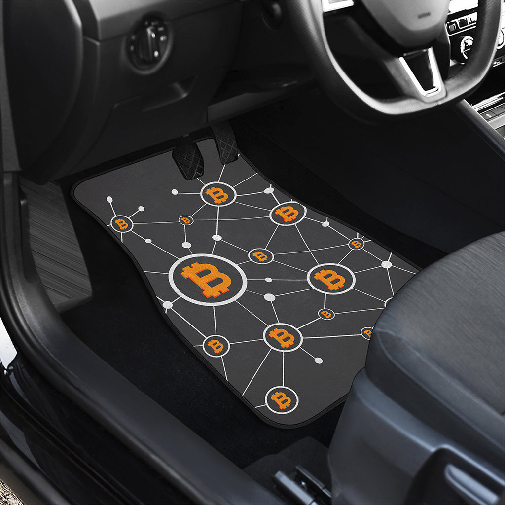 Bitcoin Connection Pattern Print Front Car Floor Mats
