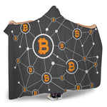 Bitcoin Connection Pattern Print Hooded Blanket