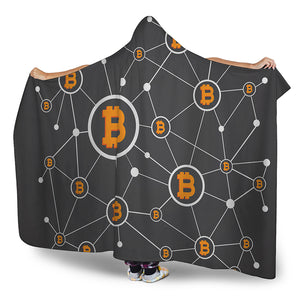 Bitcoin Connection Pattern Print Hooded Blanket