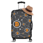 Bitcoin Connection Pattern Print Luggage Cover