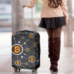 Bitcoin Connection Pattern Print Luggage Cover