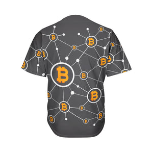 Bitcoin Connection Pattern Print Men's Baseball Jersey