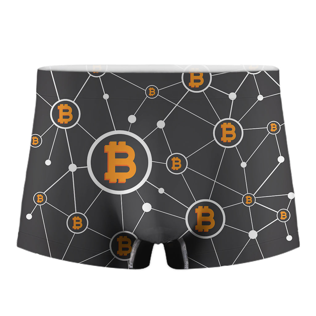 Bitcoin Connection Pattern Print Men's Boxer Briefs