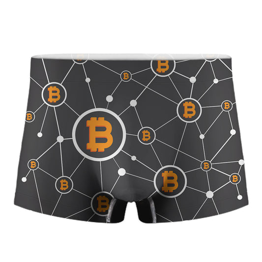 Bitcoin Connection Pattern Print Men's Boxer Briefs