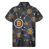 Bitcoin Connection Pattern Print Men's Short Sleeve Shirt