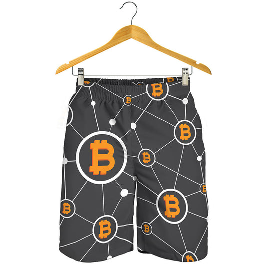 Bitcoin Connection Pattern Print Men's Shorts