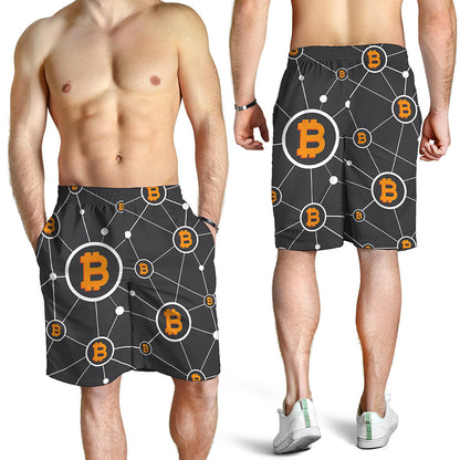 Bitcoin Connection Pattern Print Men's Shorts