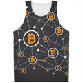 Bitcoin Connection Pattern Print Men's Tank Top