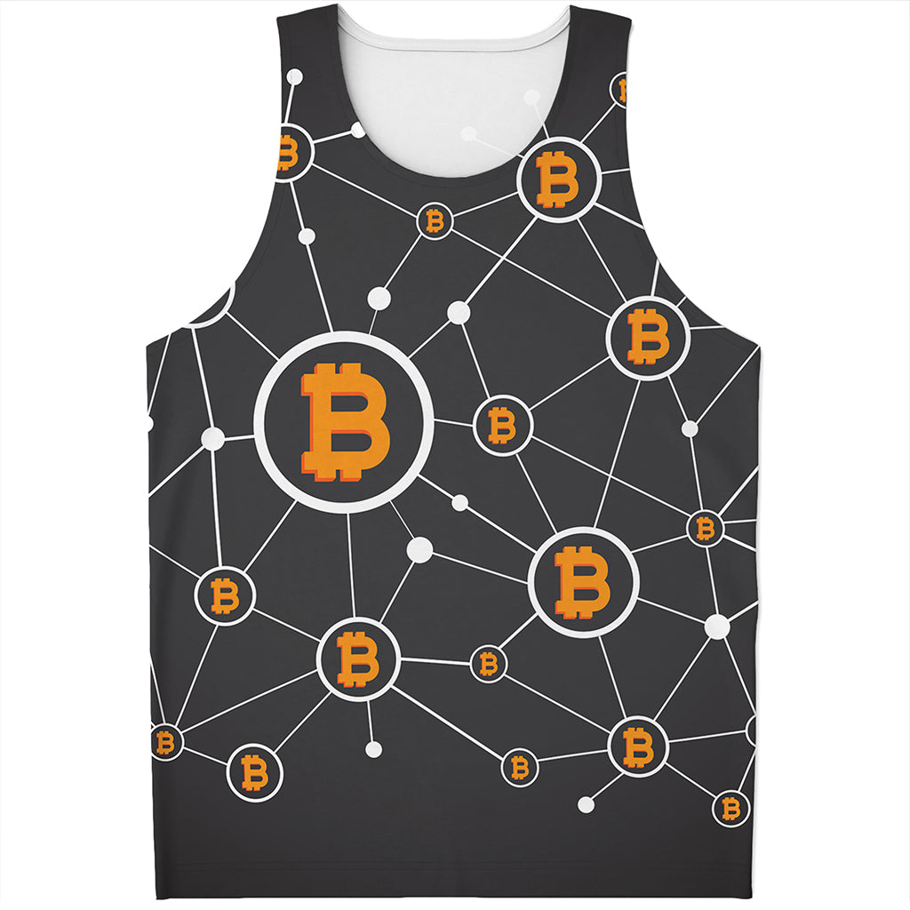 Bitcoin Connection Pattern Print Men's Tank Top