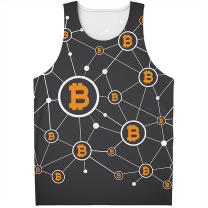 Bitcoin Connection Pattern Print Men's Tank Top