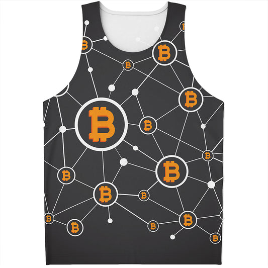 Bitcoin Connection Pattern Print Men's Tank Top
