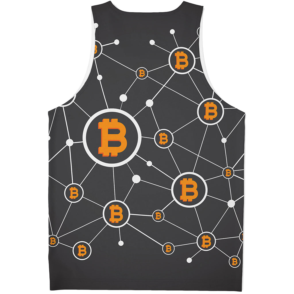Bitcoin Connection Pattern Print Men's Tank Top