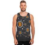Bitcoin Connection Pattern Print Men's Tank Top