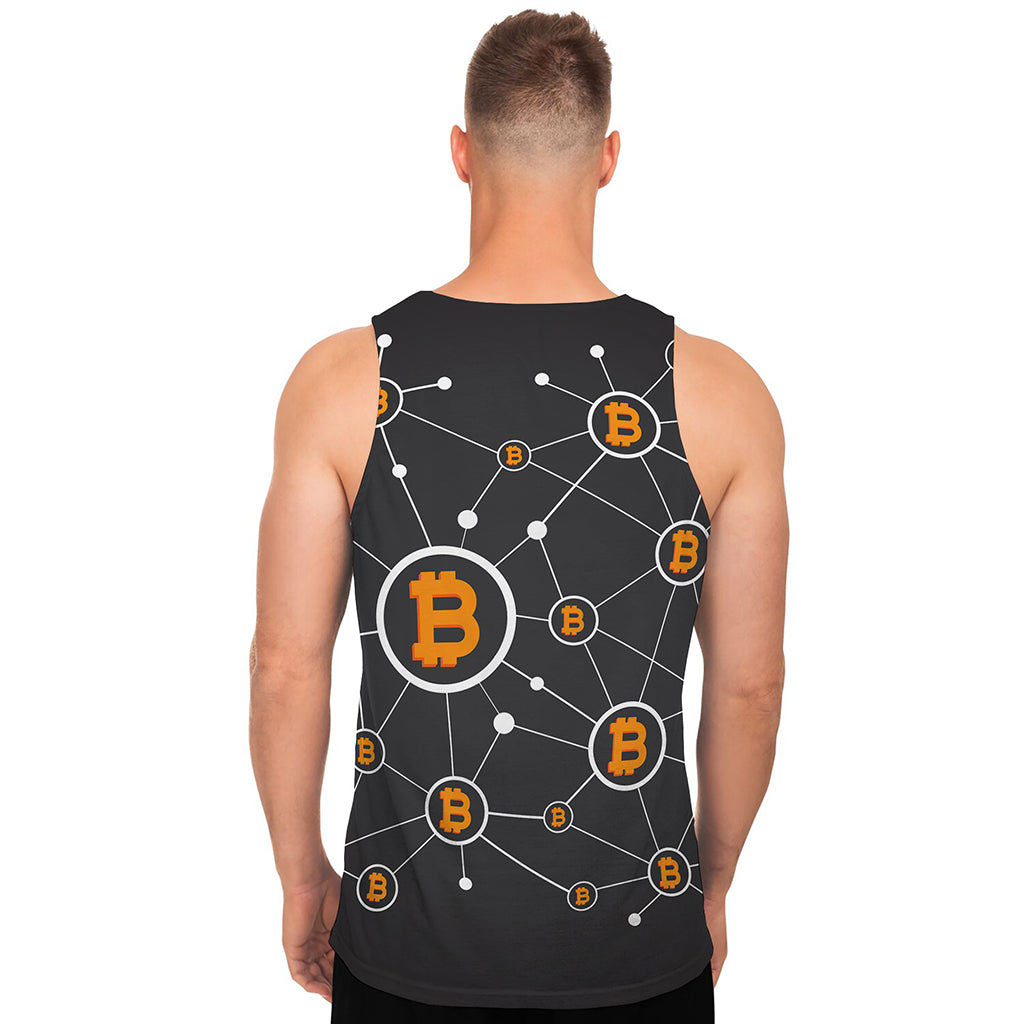 Bitcoin Connection Pattern Print Men's Tank Top