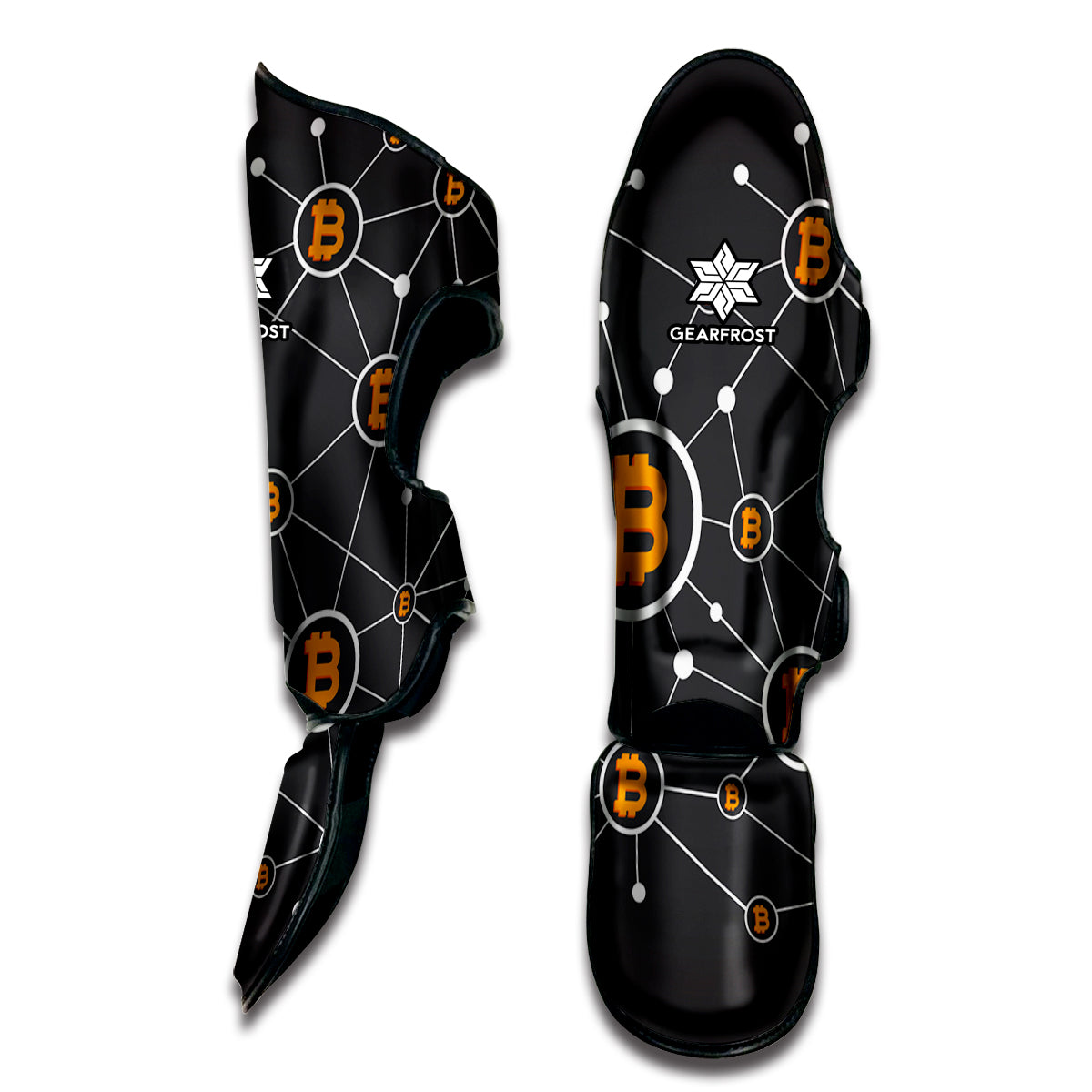 Bitcoin Connection Pattern Print Muay Thai Shin Guard