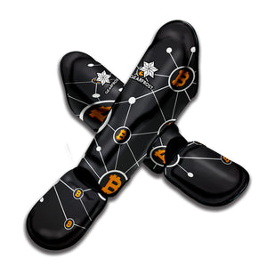 Bitcoin Connection Pattern Print Muay Thai Shin Guard