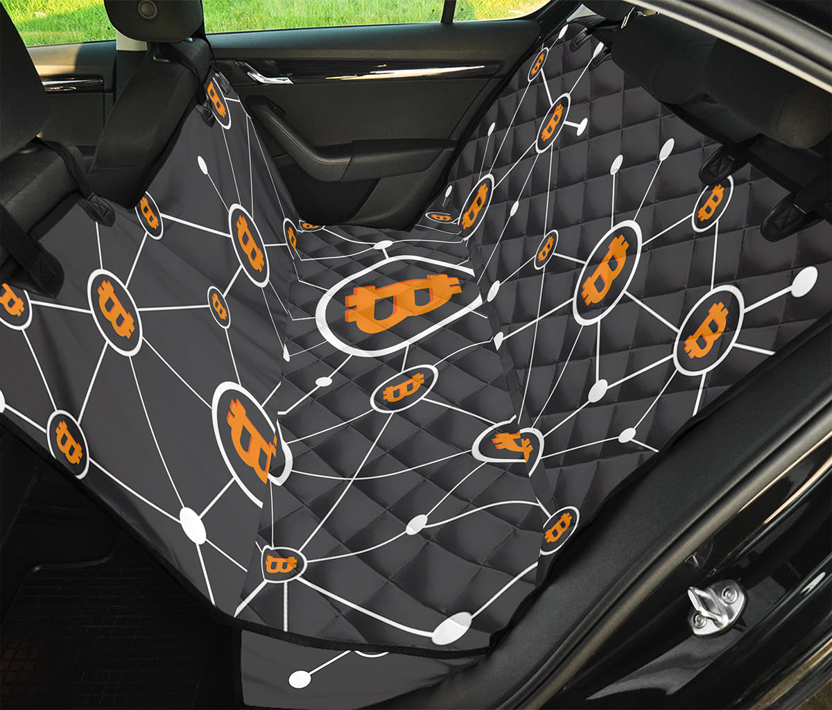 Bitcoin Connection Pattern Print Pet Car Back Seat Cover