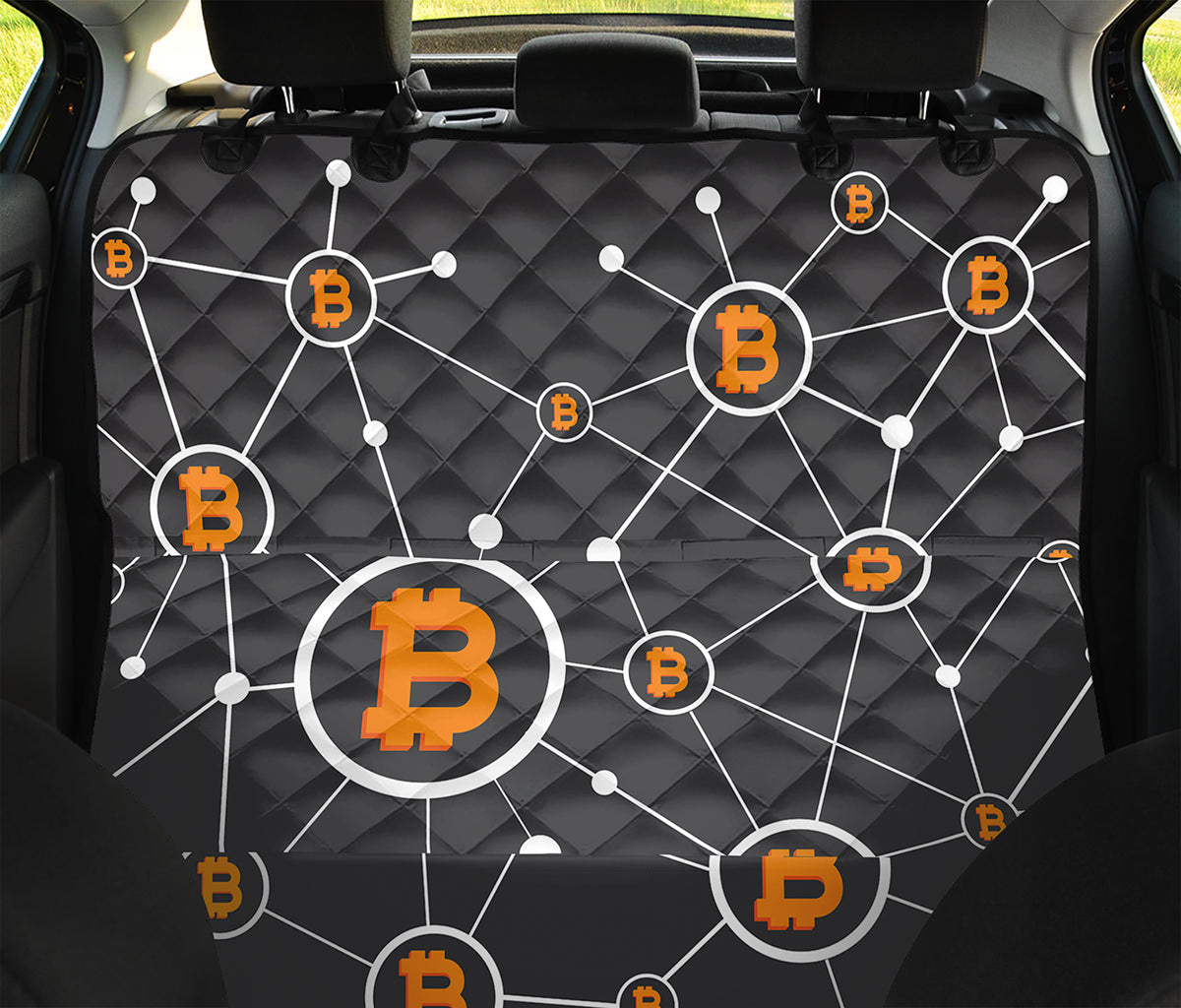 Bitcoin Connection Pattern Print Pet Car Back Seat Cover