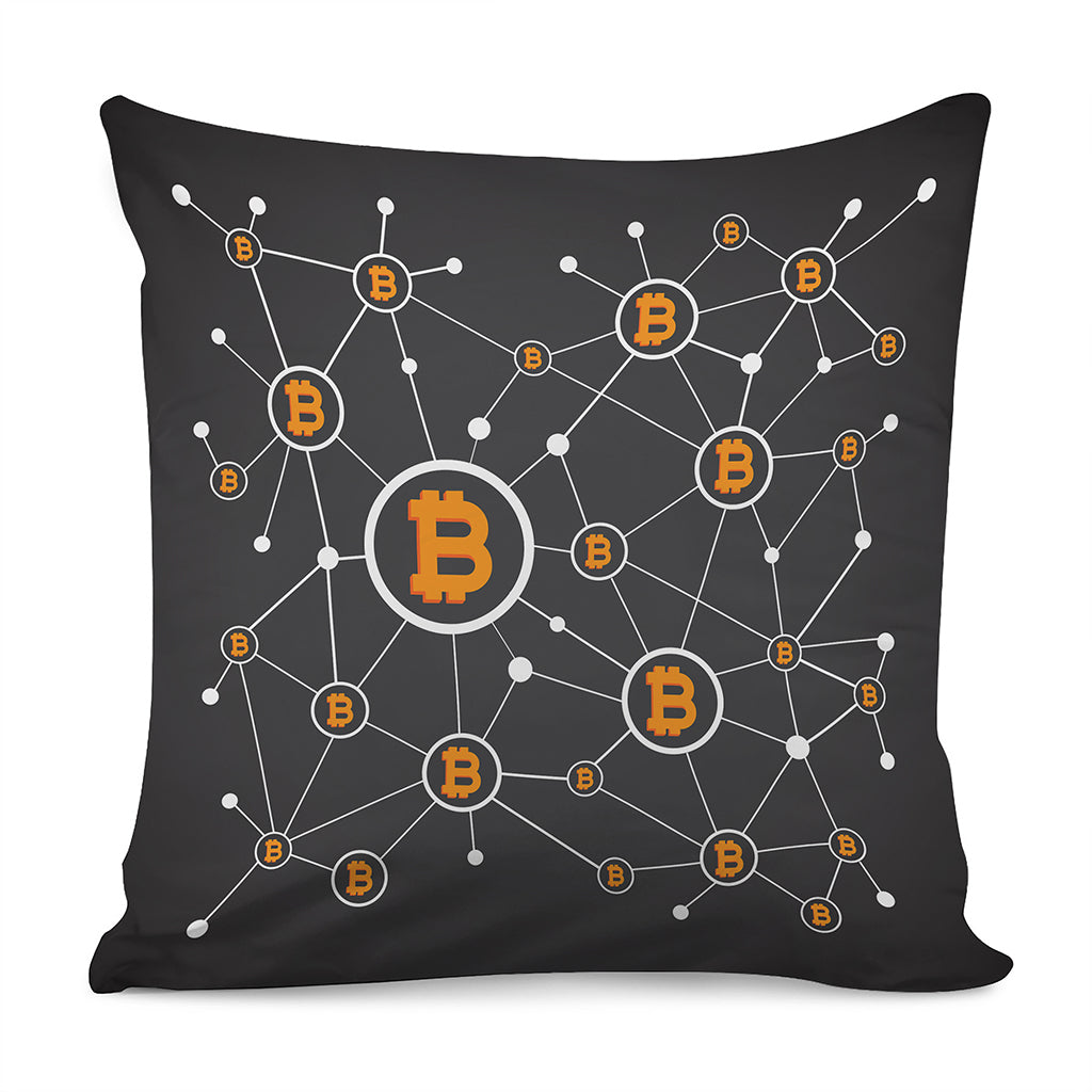 Bitcoin Connection Pattern Print Pillow Cover