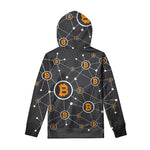 Bitcoin Connection Pattern Print Pullover Hoodie