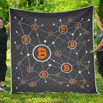 Bitcoin Connection Pattern Print Quilt