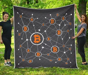 Bitcoin Connection Pattern Print Quilt