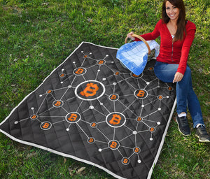 Bitcoin Connection Pattern Print Quilt