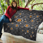 Bitcoin Connection Pattern Print Quilt